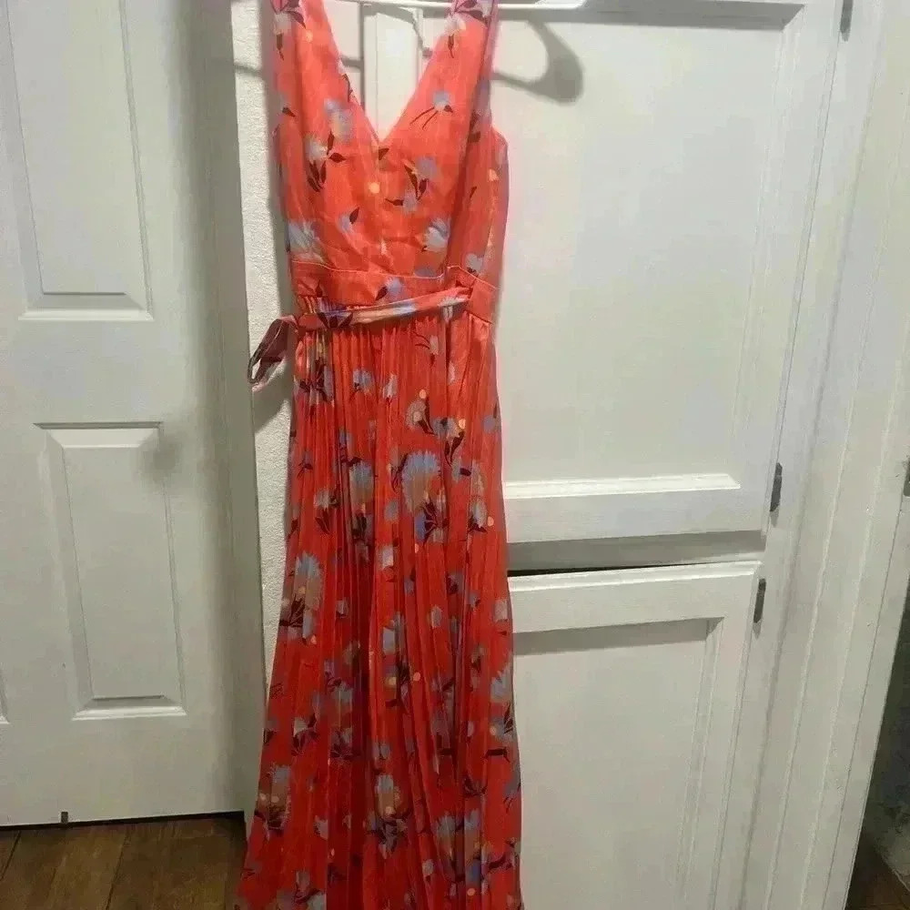 Self-Portrait sleeveless red botanical printed dress size 4 - Picture 6 of 6